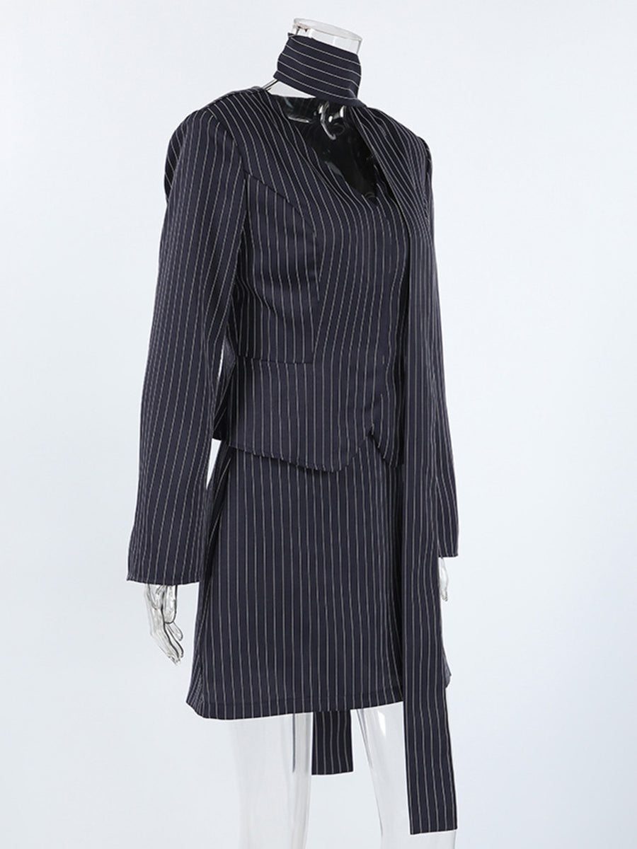 blazer featuring striped in white with 100% polyester Care instructions: Machine wash cold texture