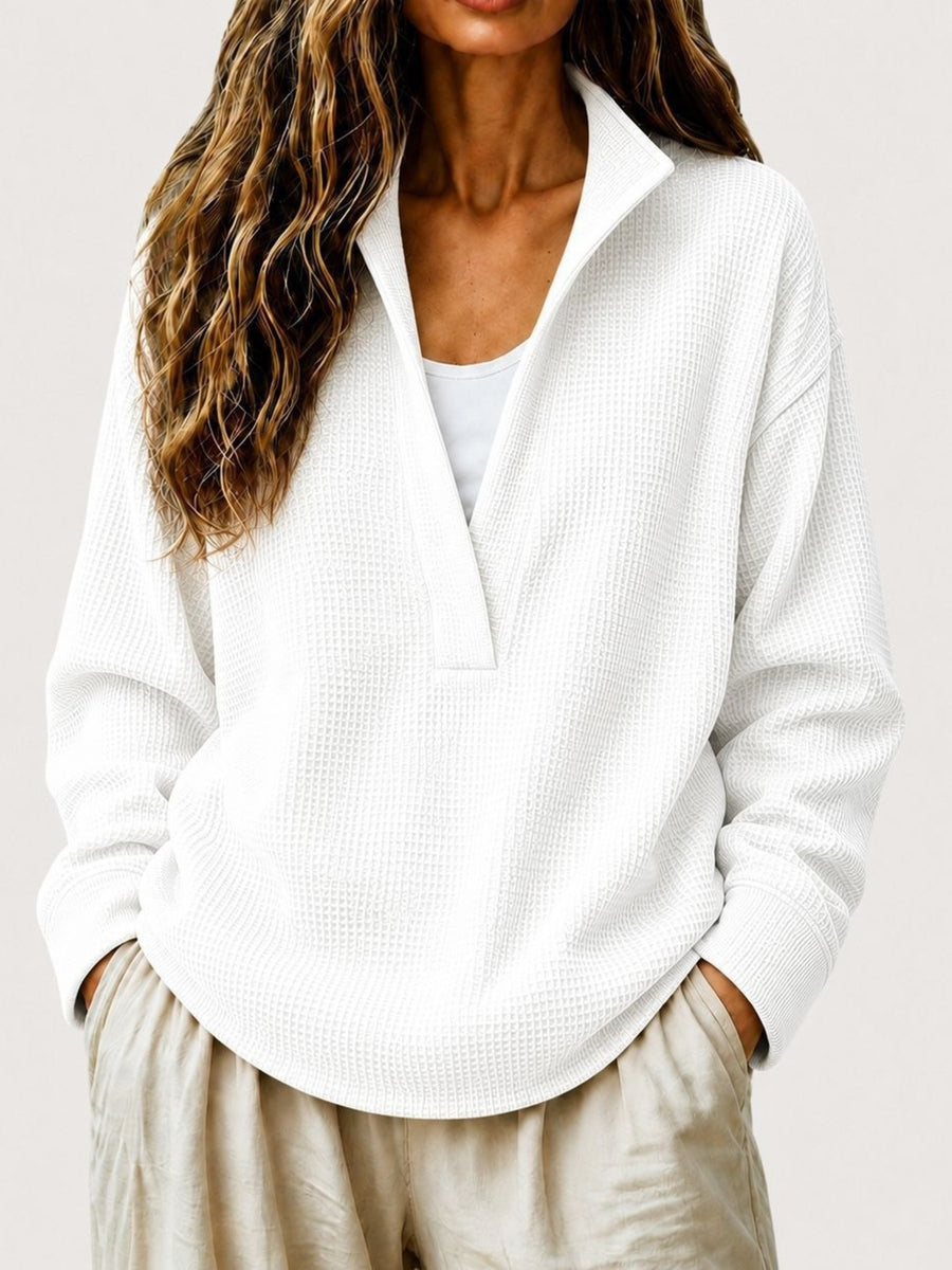 sweatshirt in Dusty Pink with collared and long sleeve