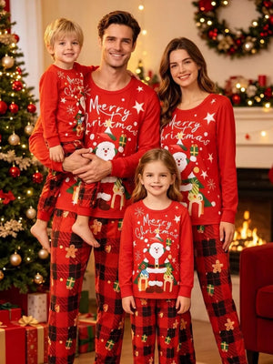 Kid-Red pajama set with full-length and pullover