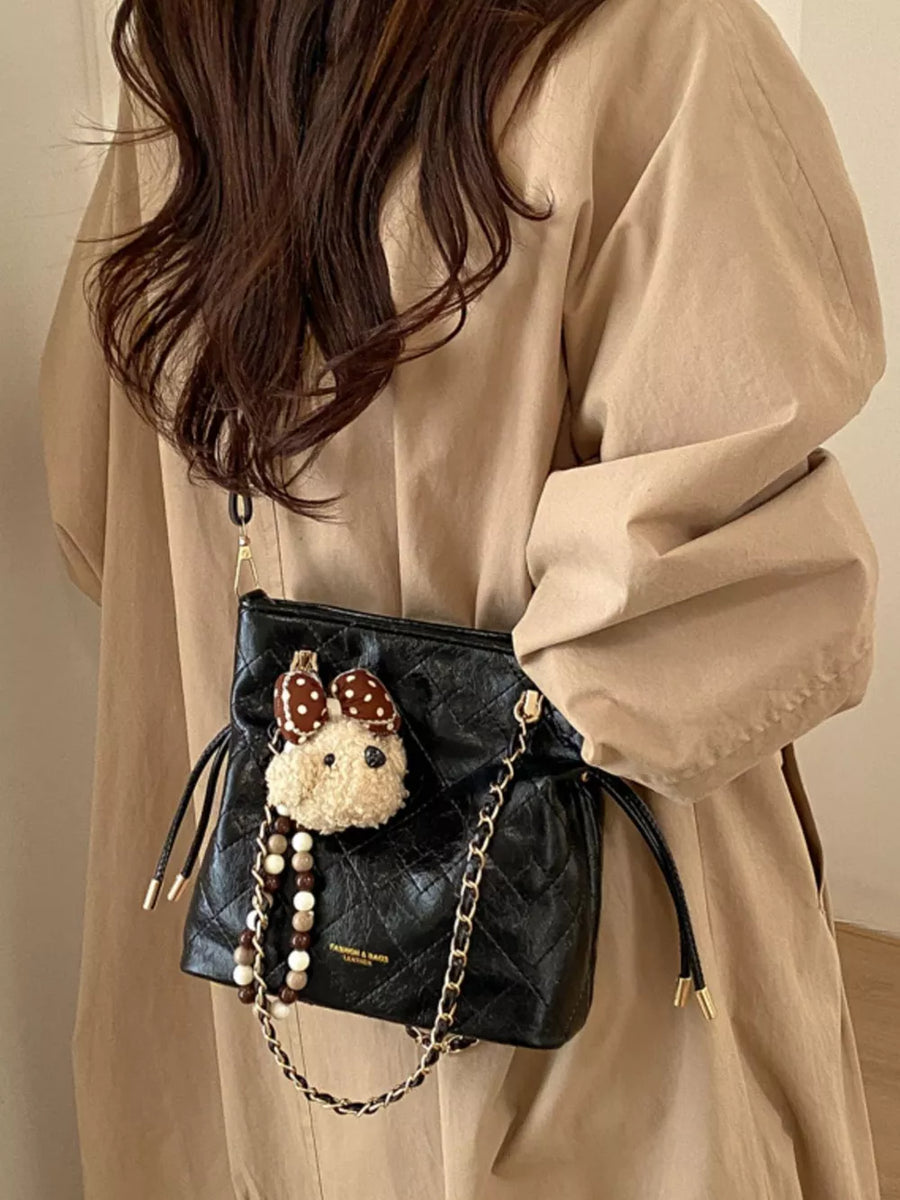 Pu Leather Crossbody Bag in Black
