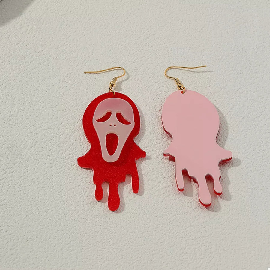 red earrings with long and fish hook