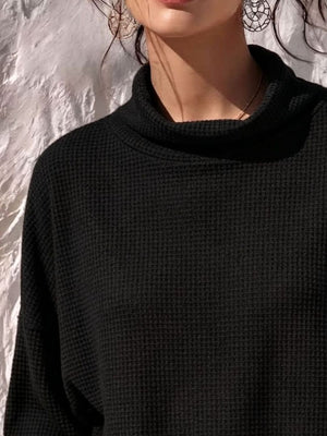 t-shirt featuring waffle knit in Black with 100% polyester Care instructions: Machine wash cold texture