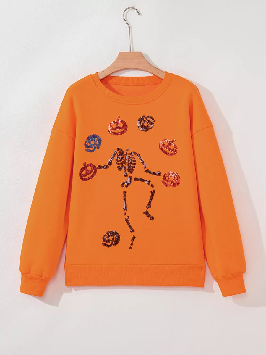 crewneck sweater featuring graphic in Orange with 50% polyester, 50% cotton Care instructions: Machine wash cold texture