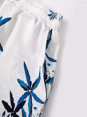 Men's Tropical Print Short Sleeve Shirt And Shorts Set option 8