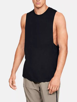 Black relaxed fit men's tank top with crew neck