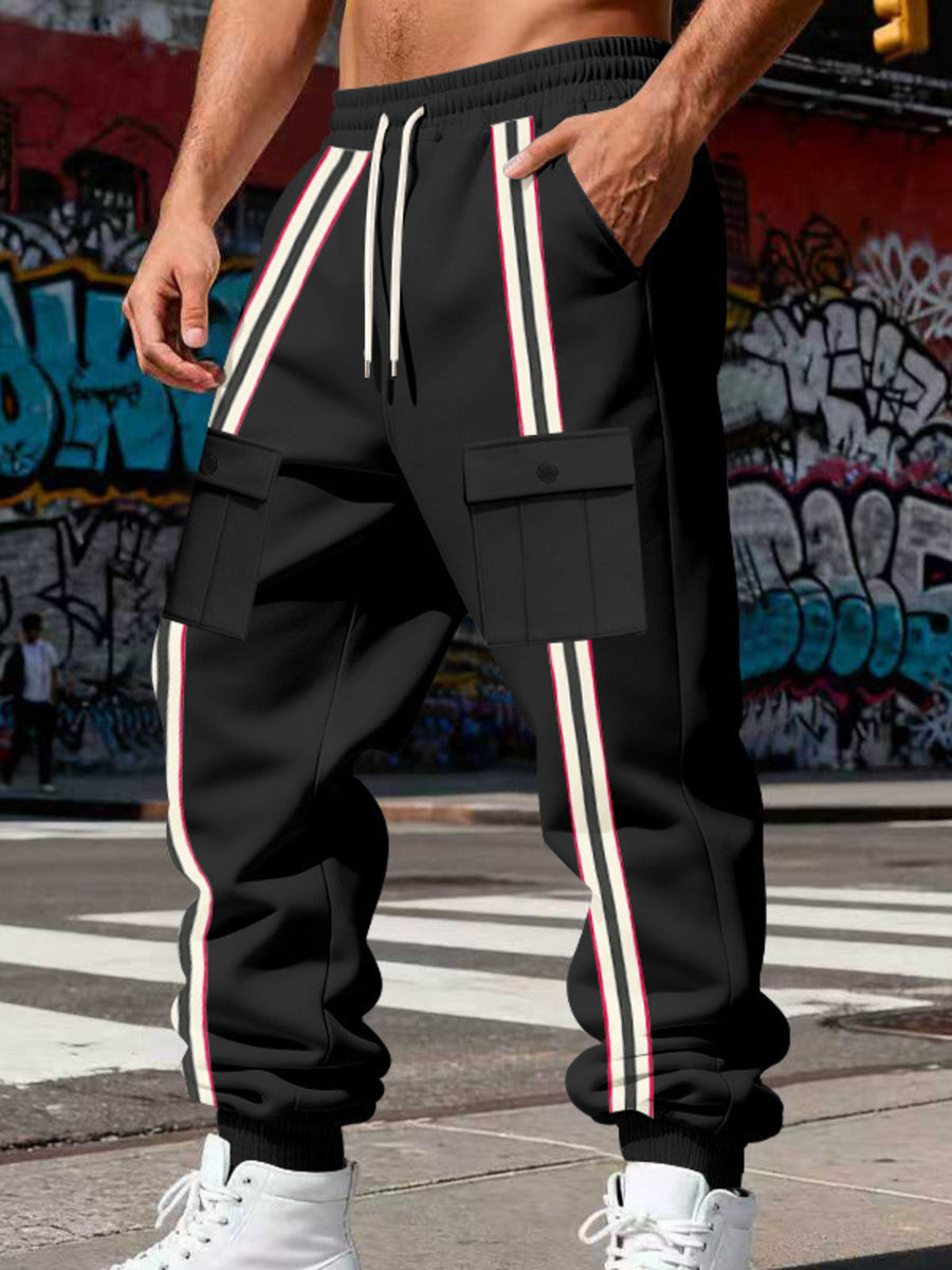 Black joggers with full-length and drawstring,elastic