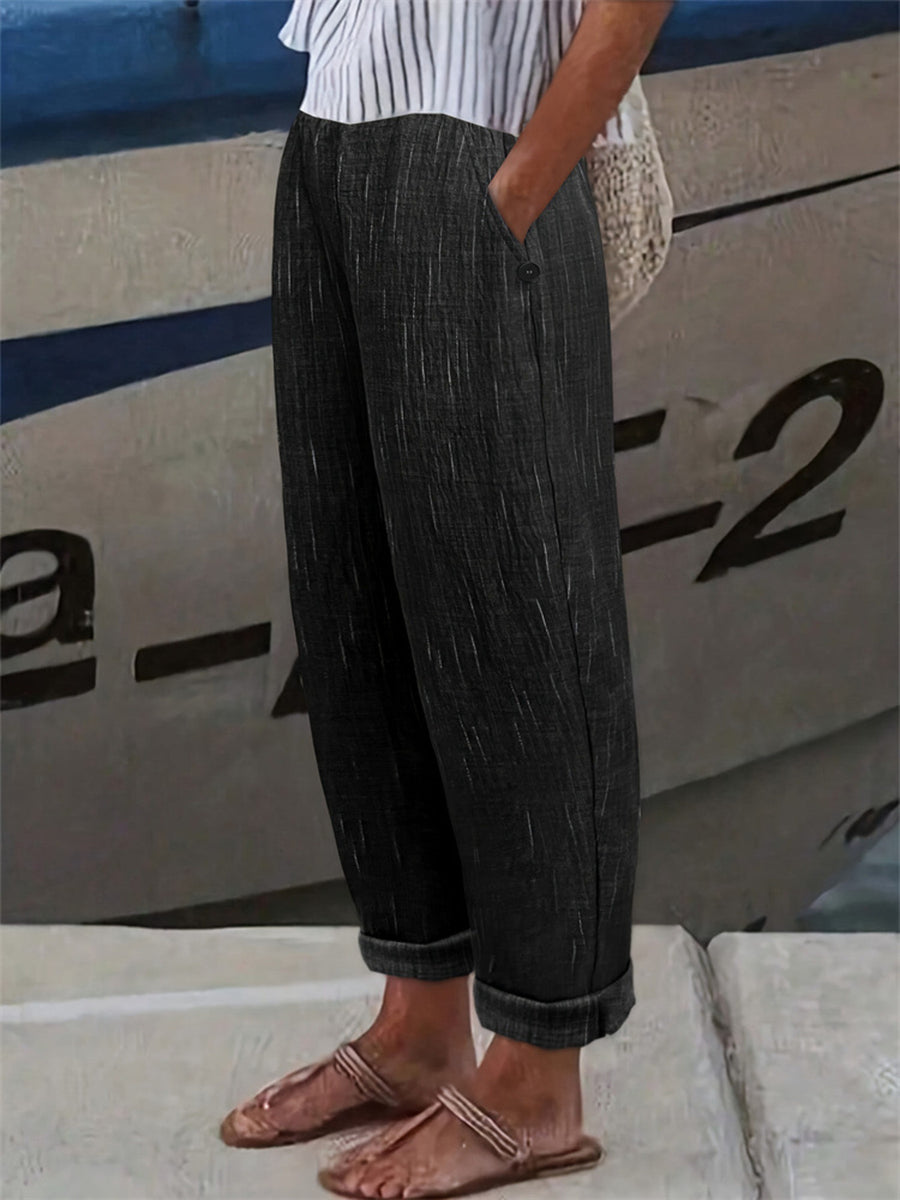 Army Green pants featuring pocketed and striped