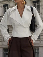 blazer in white featuring double-breasted and fitted fit