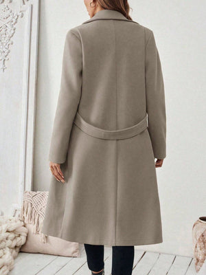 Dark Gray overcoat with midi and open-front