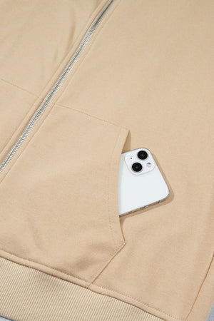 zip hoodie featuring polka dot in dark brown with 65% polyester, 35% cotton Care instructions: Machine wash cold texture