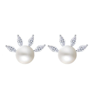 earrings in silver with pearl accent and mini