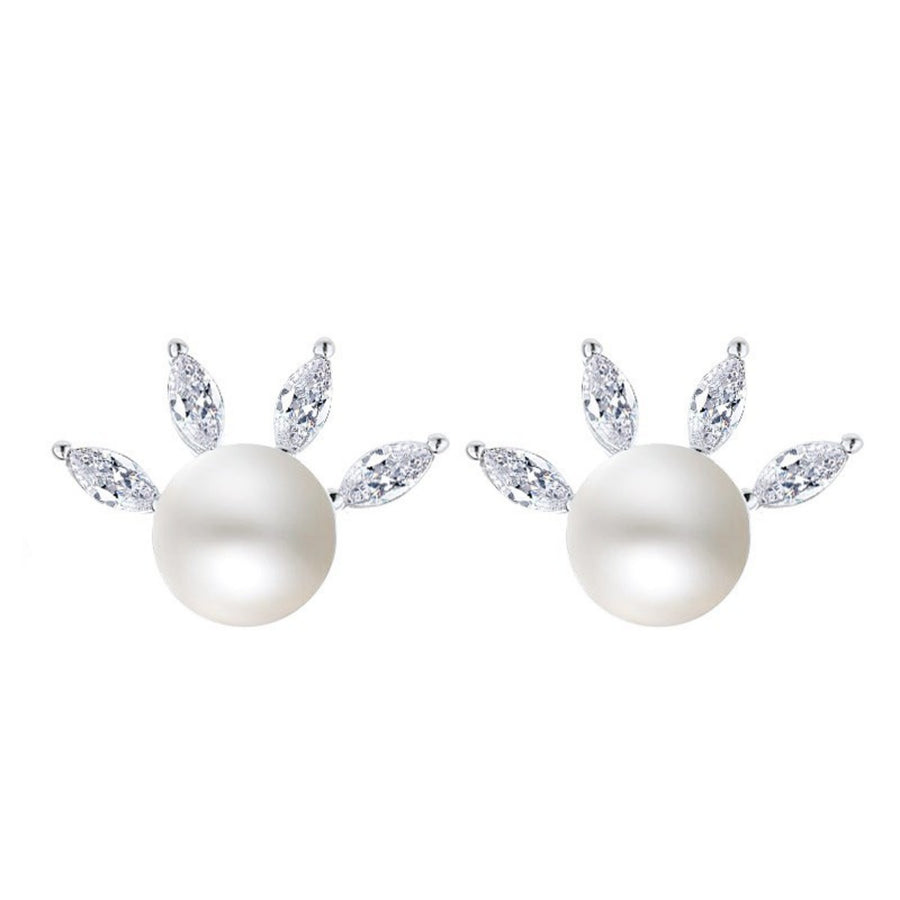 earrings in silver with pearl accent and mini