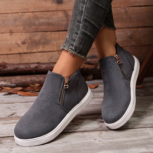 sneakers in Khaki Color with side zipper and ankle-height