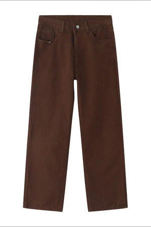 Relaxed fit chino trousers in chocolate brown with a straight leg and classic pocket details.