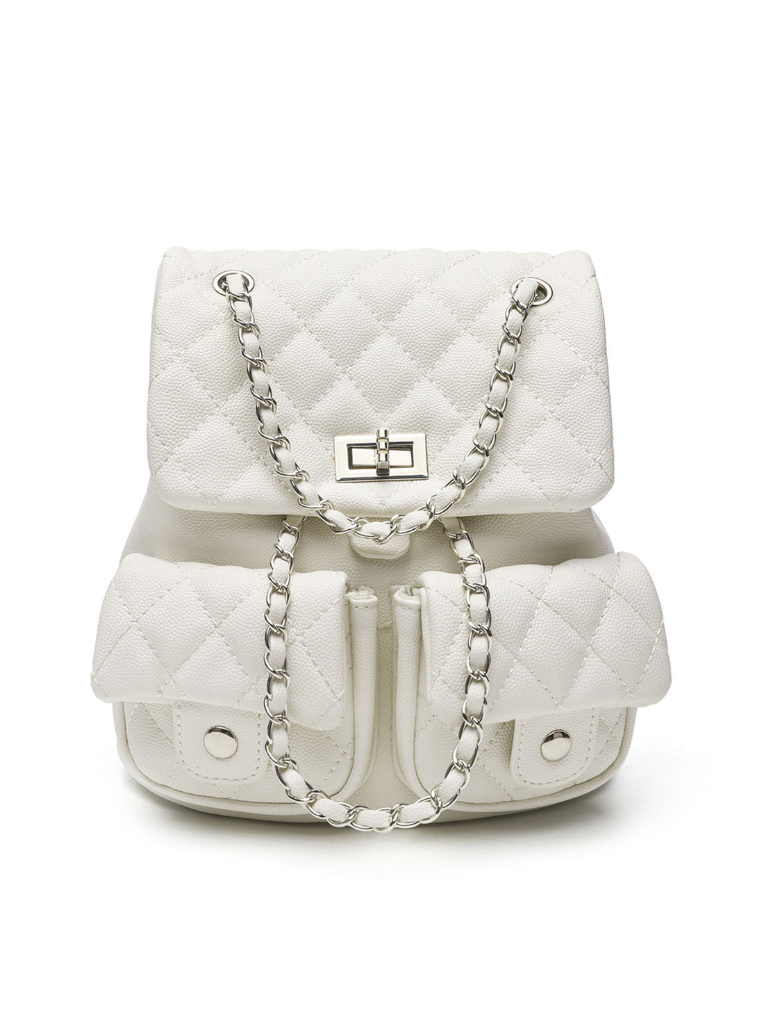 backpack in White with quilted and quilted