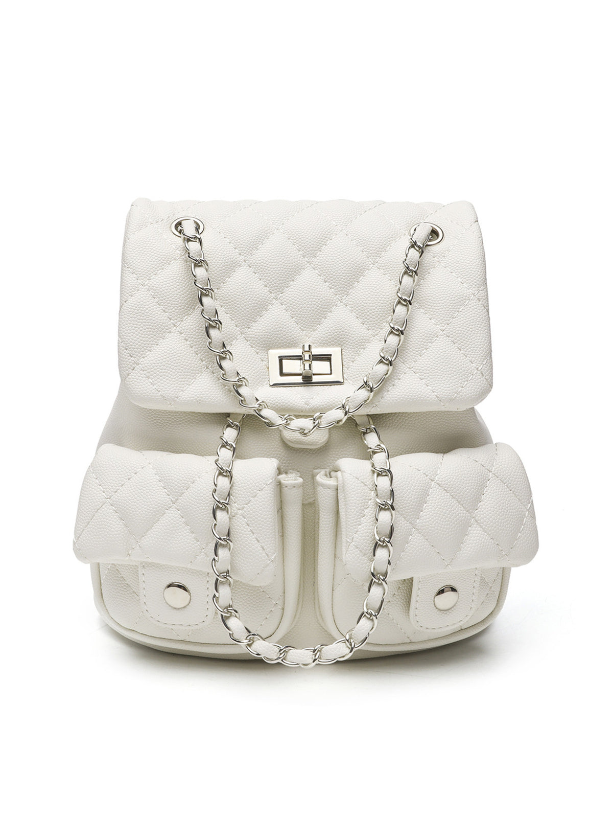backpack in White with quilted and quilted