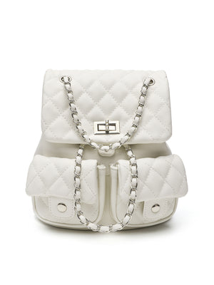 backpack in White with quilted and quilted