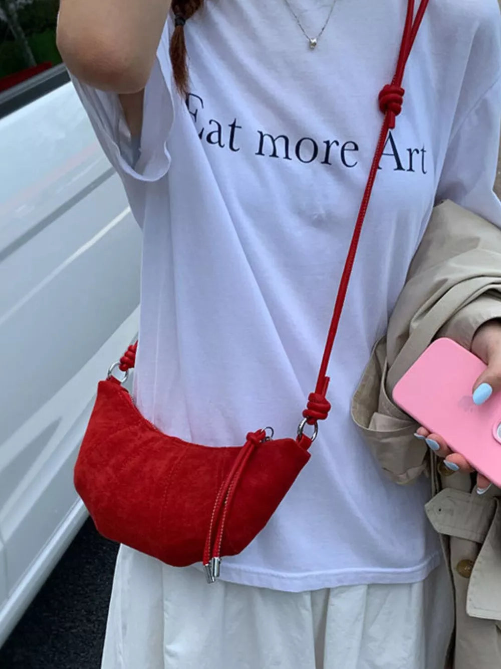 Red Spaghetti Strap Crossbody Bag