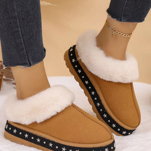 Faux Fur Lined Platform Ankle Boots in black with faux fur lining