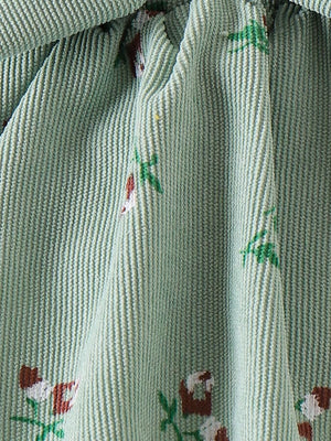 Children's Ribbed Knit Dress Set in Green