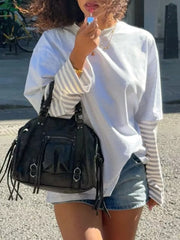 Light Gray t-shirt with hip-length and pullover