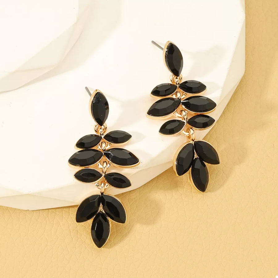 18K Gold-Plated, Alloy, Resin Care instructions: Avoid wearing during exercise, earrings in Black with elongated silhouette