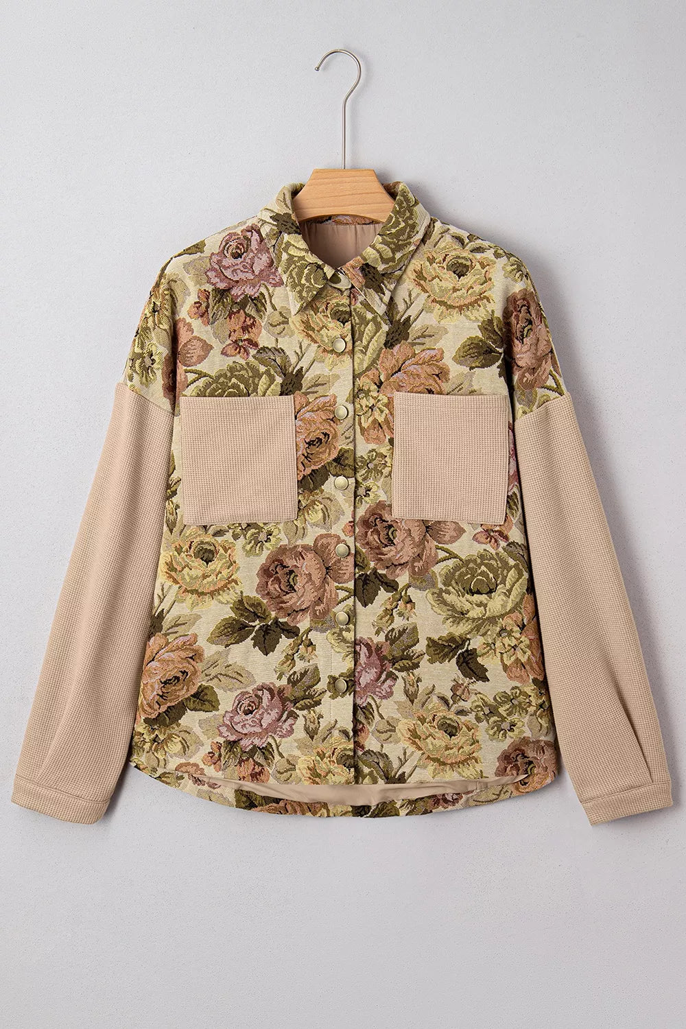 bohemian shacket in olive green with collared