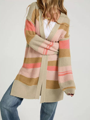 cardigan featuring color-block in Khaki with 100% Acrylic Care instructions: Machine wash cold texture