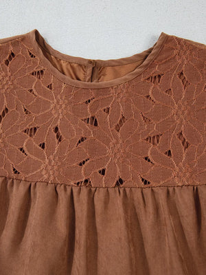 Caramel mini dress with mini and pullover
