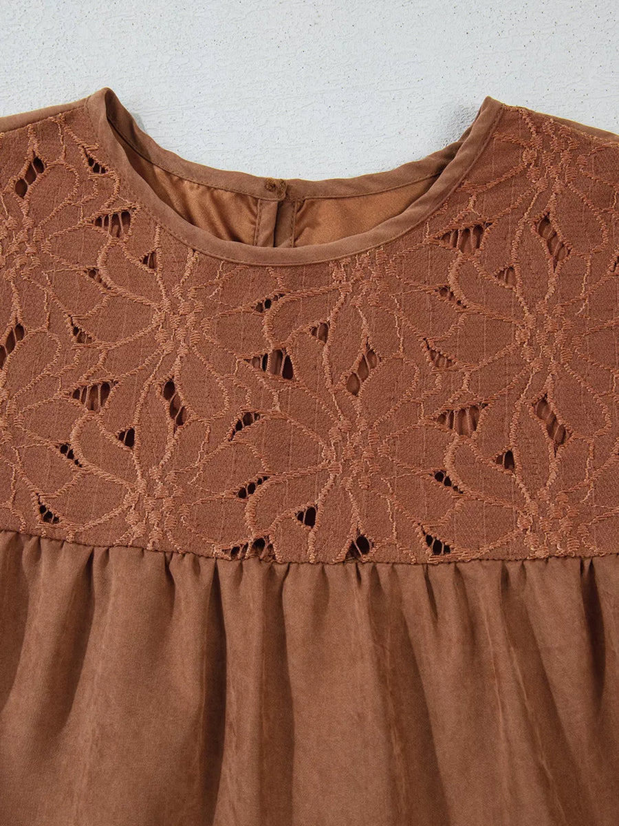 Caramel mini dress with mini and pullover