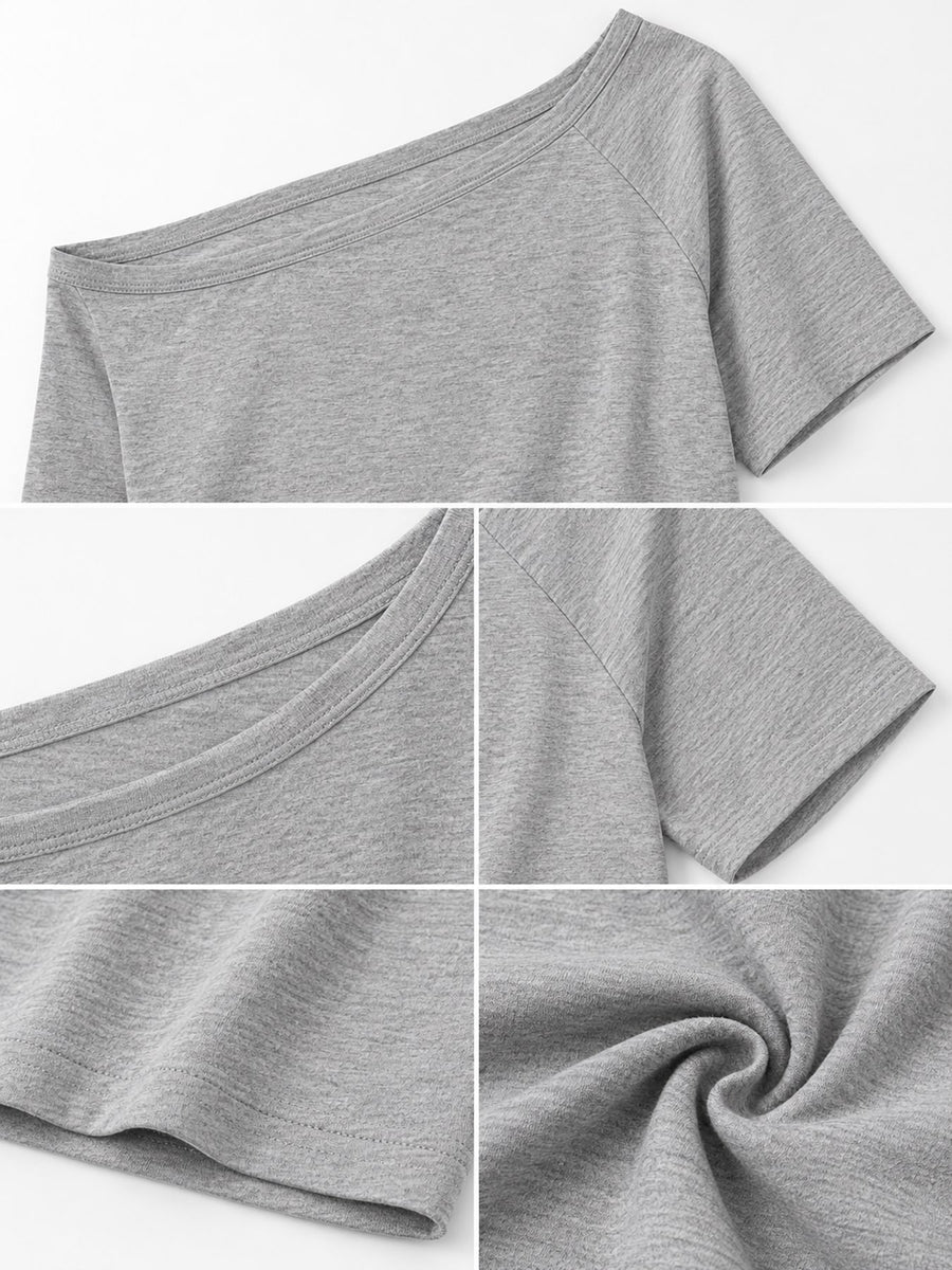 t-shirt in Black with asymmetrical and waist-length
