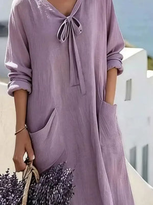 bohemian maxi dress in Plum Purple with v-neck