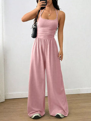 modern jumpsuit in Brown with square neck