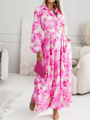 Pastel Blue Long Sleeve Maxi Shirt Dress