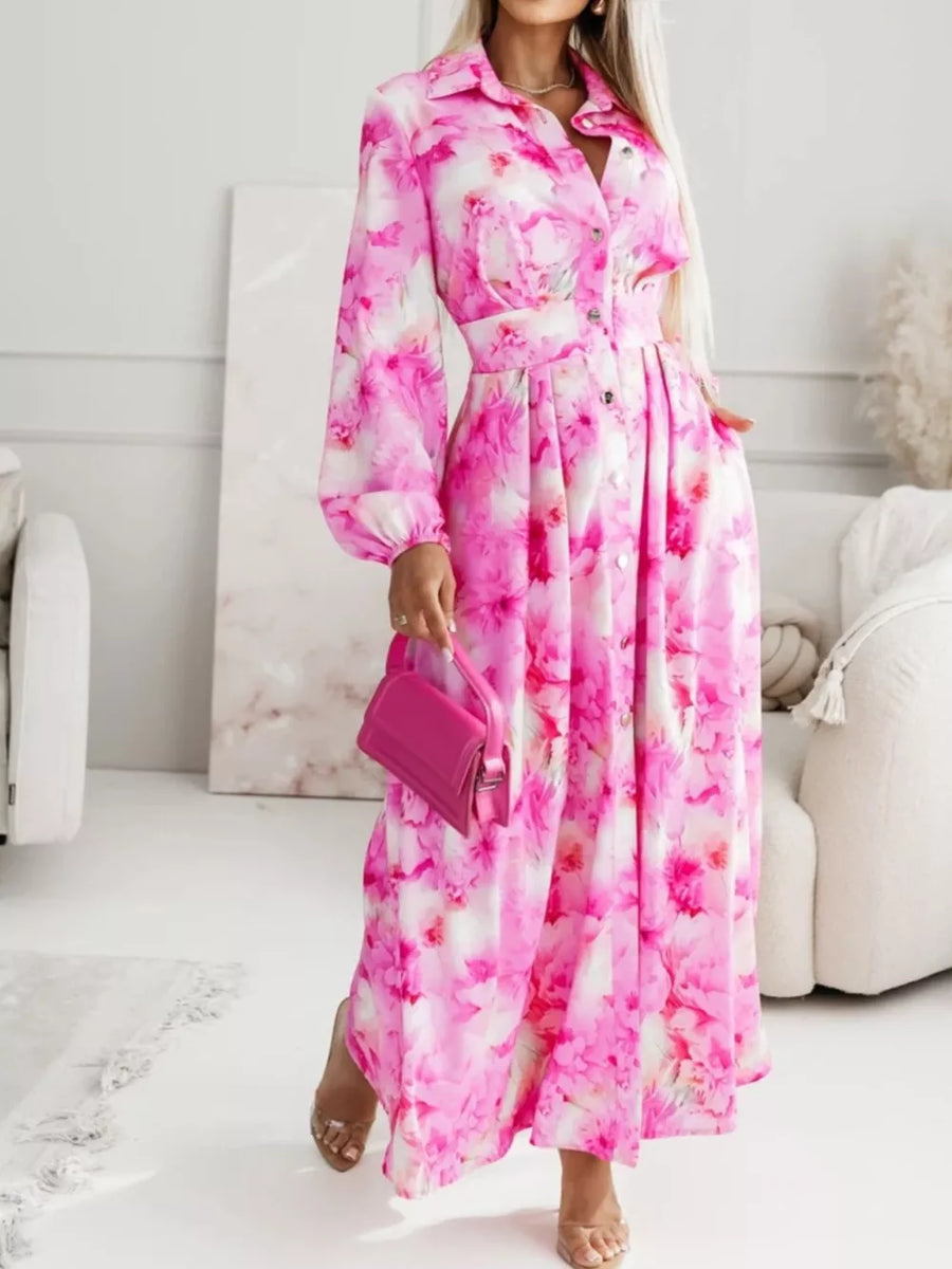 Pastel Blue Long Sleeve Maxi Shirt Dress