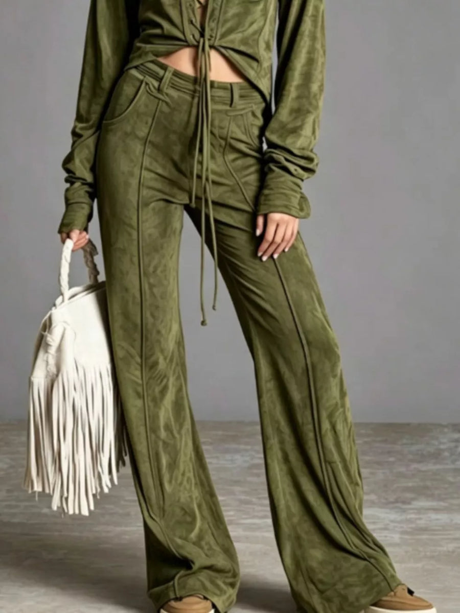 100% polyester Care instructions: Machine wash cold two-piece set in Gray with relaxed silhouette