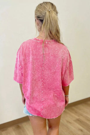 Mint Blue with Solid Color Cotton Mineral Washed Oversize Tee