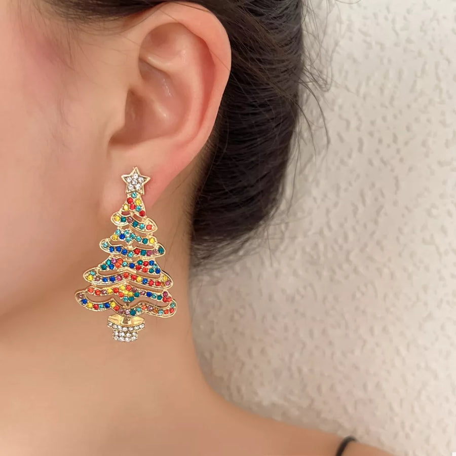 earrings in Gold with rhinestone embellishment and 2.2 inches