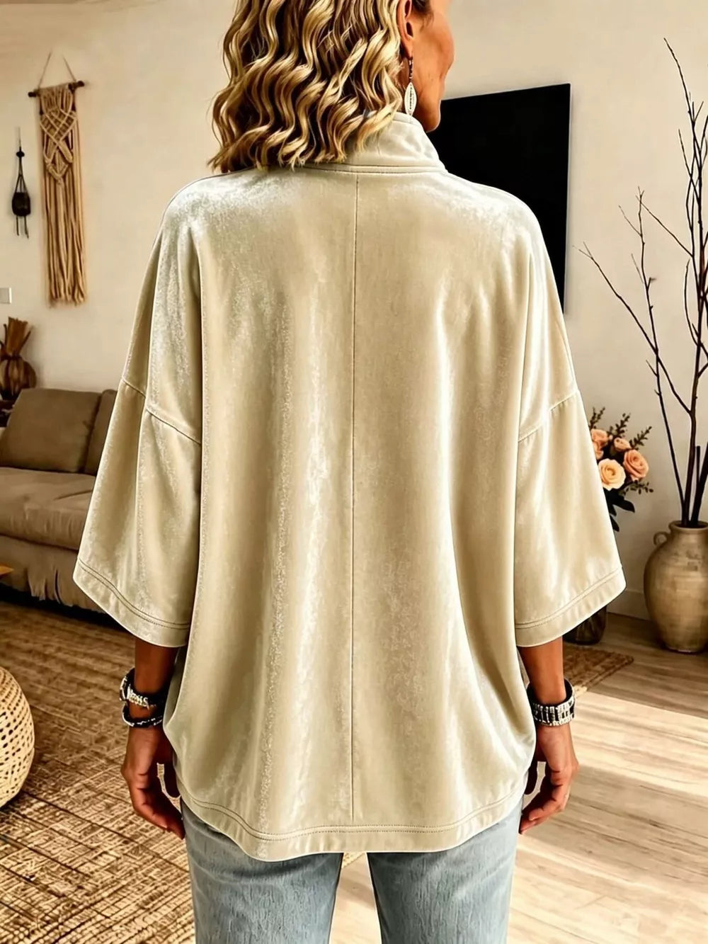 casual sweatshirt in Pink with mock neck