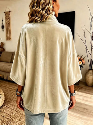casual sweatshirt in Pink with mock neck