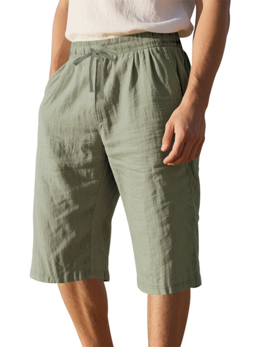 Men's Casual Drawstring Bermuda Shorts Plus Size in Light Blue, view 11