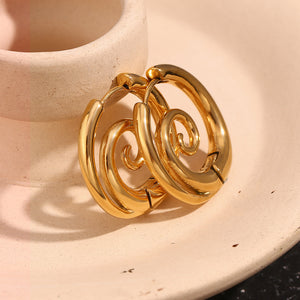 18K Gold-Plated Stainless Steel Spiral Hoop Earrings in Silver