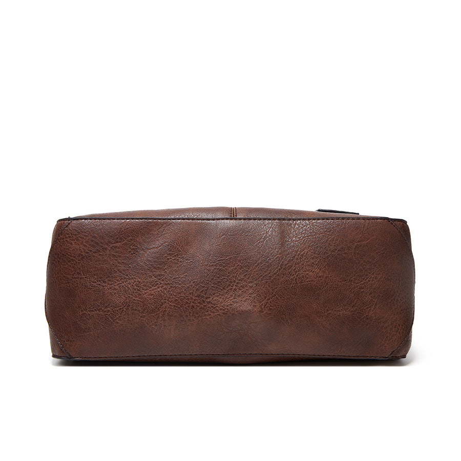 PU Leather Hobo Shoulder Bag in Black with shoulder strap