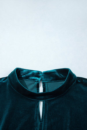 Deep Teal A-line mini dress with mock neck