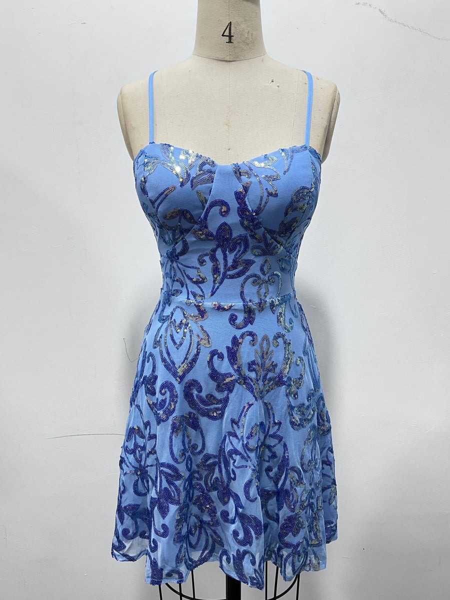 lavender mini dress with mini and back-zip