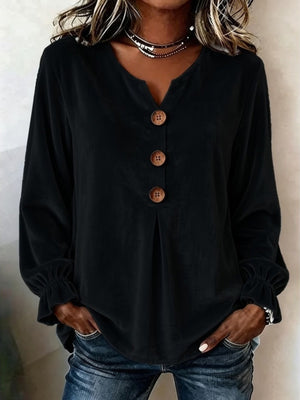 classic blouse in Green with v-neck
