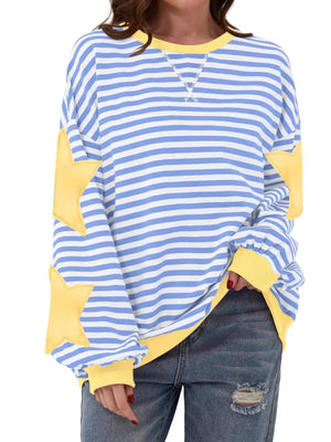Medium Blue sweatshirt with star patches and long sleeve
