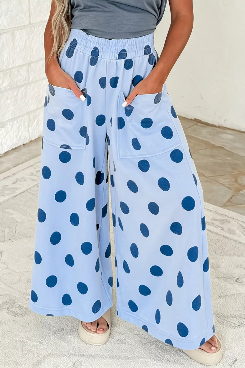 Polka Dot Wide Leg Casual Pants