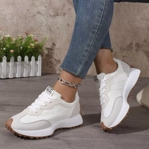 Round Toe Flats Sneakers in Beige