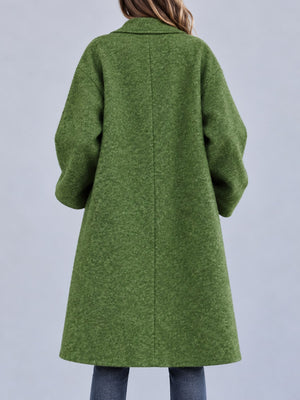 Full Size Lapel Collar One Button Coat Plus Size in Black